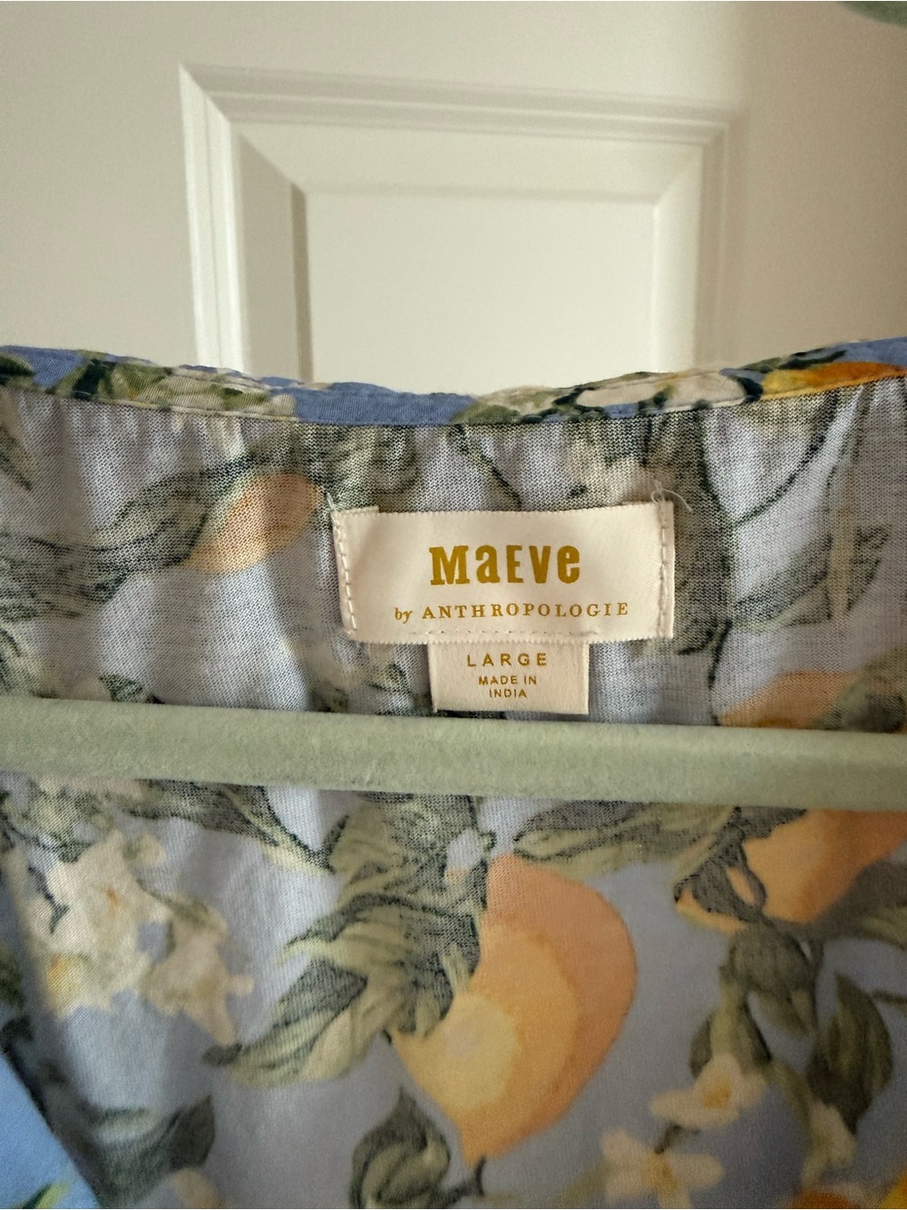 Maeve Blue Lemon Print Peplum Top - Picture 3 of 5